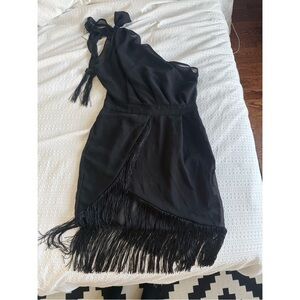 PrettyLittleThing Black See Through One Shoulder Cover Up Dress Size 6